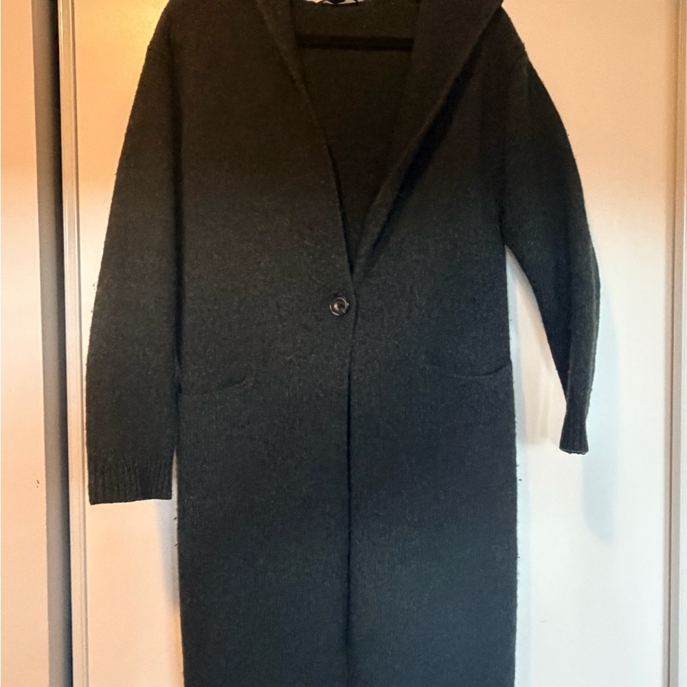 Uniqlo Women's Dark Green Wool Blend  Long Cardigan Sweater